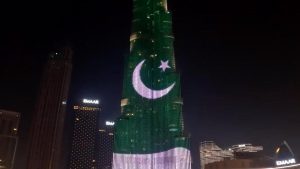 Burj Khalifa lights up for Pakistan Independence Day